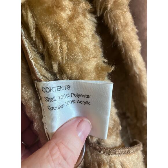 Vintage Y2K Gallery Tan Suede Sherpa Penny Lane Trench Coat-size Small - Picture 12 of 15